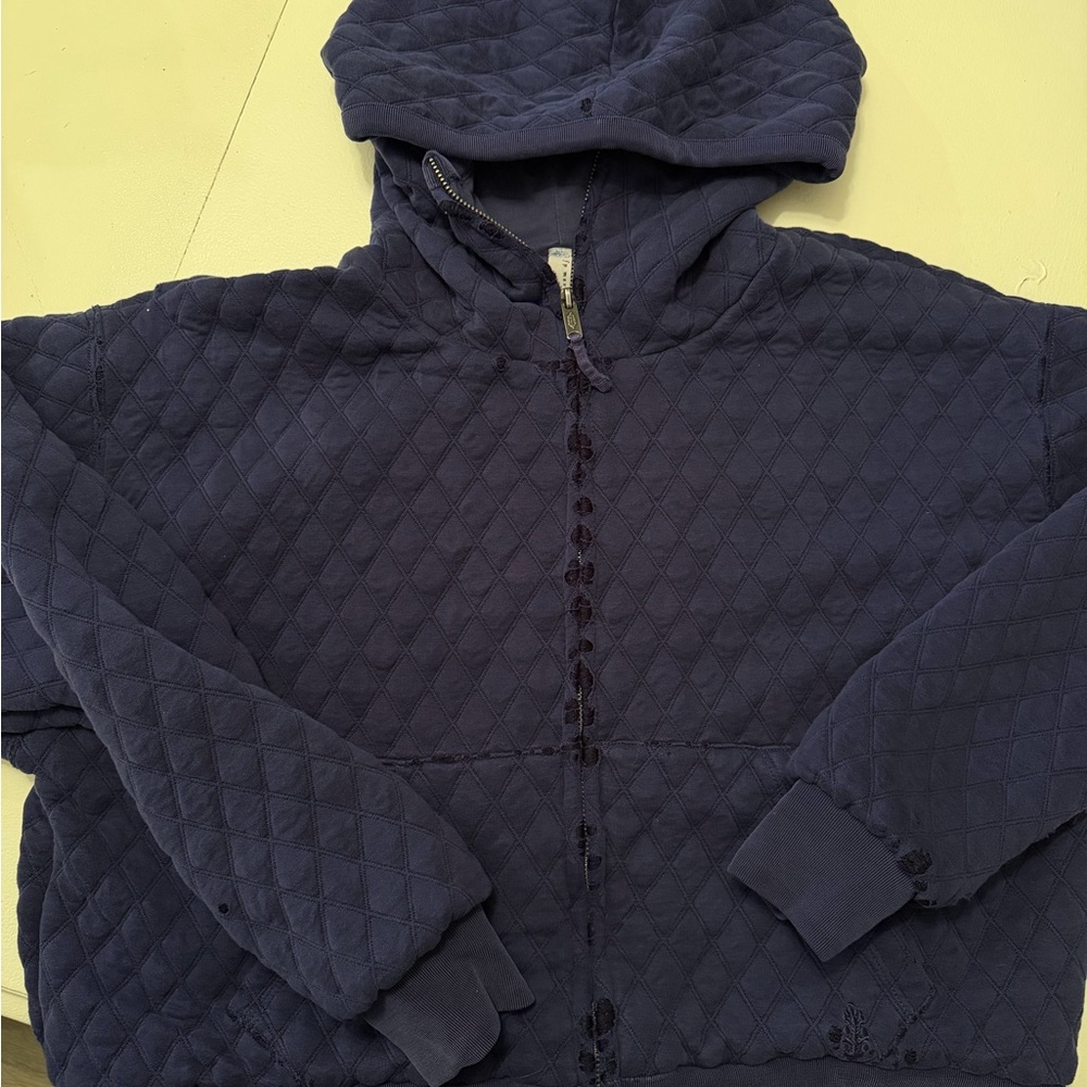 Free People Quilted Distressed Hibernation Zip up hoodie
